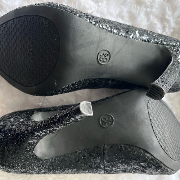 WOMEN’S MOSSIMO SPARKLE GLITTER BLACK STILETTOS HEELS - Picture 11 of 14